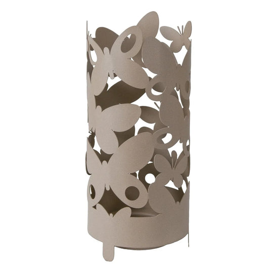Arti & Mestieri portaombrelli design Butterfly ferro con farfalle decorative, disponibile in Beige e Bianco