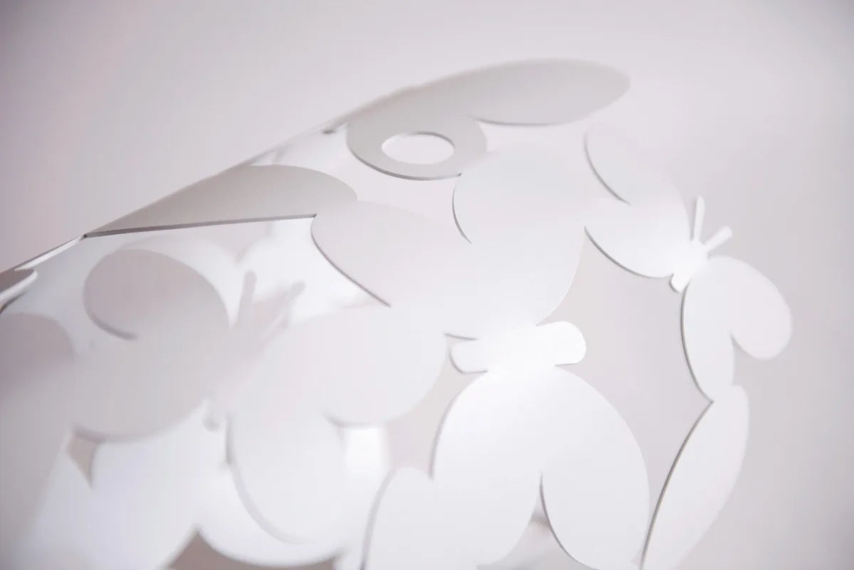 Arti & Mestieri portaombrelli design Butterfly ferro con farfalle decorative, disponibile in Beige e Bianco