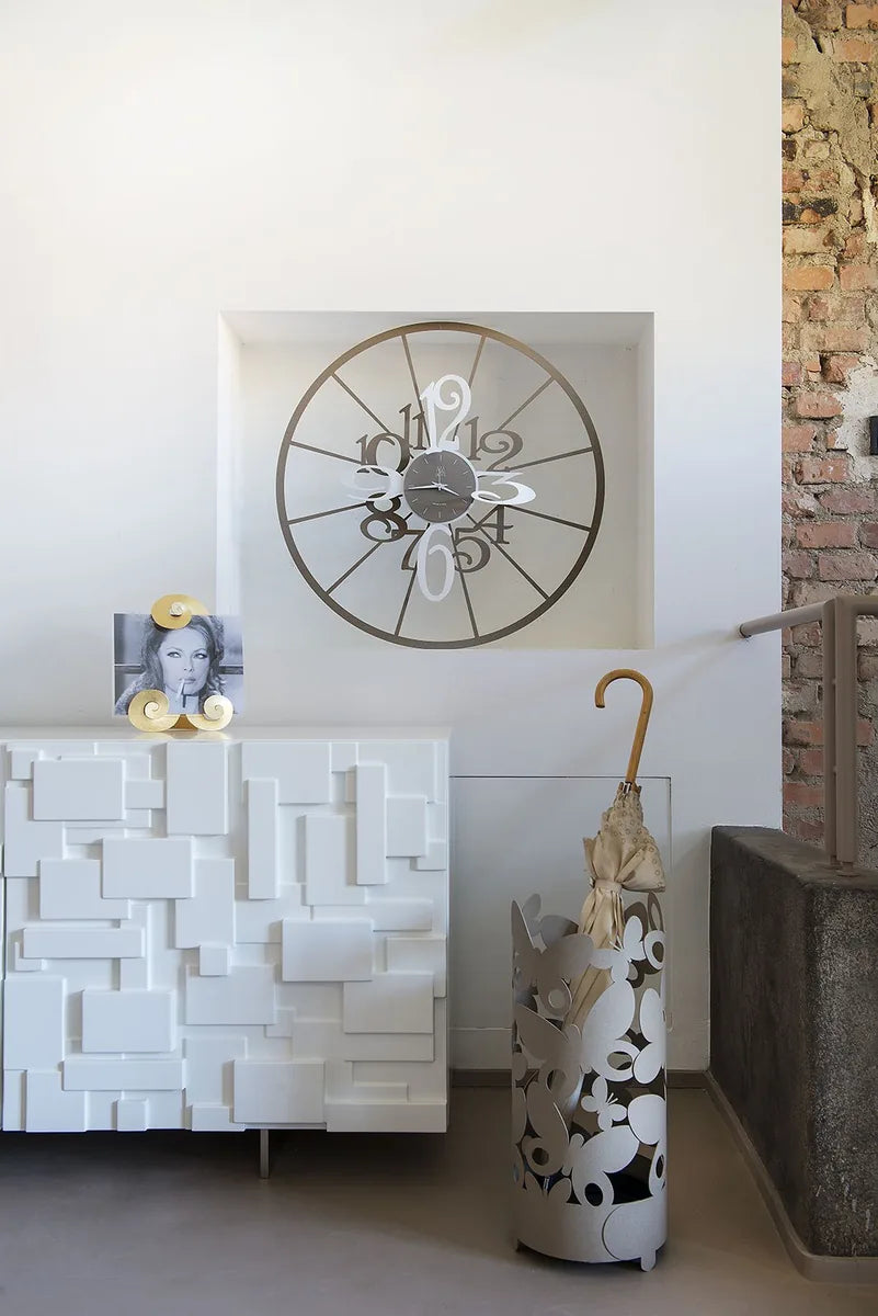 Arti & Mestieri portaombrelli design Butterfly ferro con farfalle decorative, disponibile in Beige e Bianco