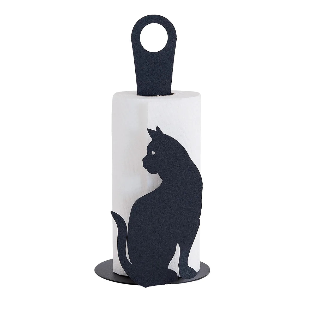 Arti & Mestieri Porta Rotoli da Cucina Gatto in ferro, Bianco e Nero - Design italiano
