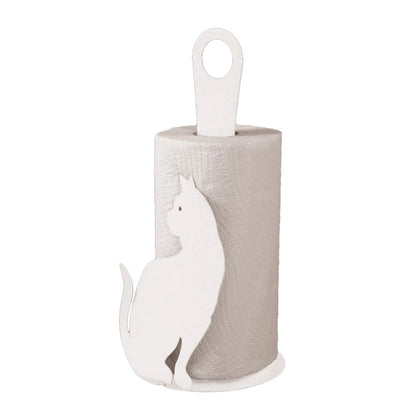 Arti & Mestieri Porta Rotoli da Cucina Gatto in ferro, Bianco e Nero - Design italiano