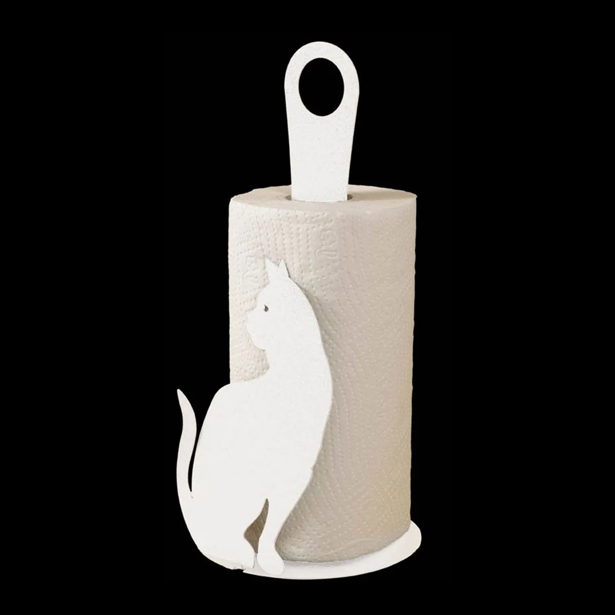 Arti & Mestieri Porta Rotoli da Cucina Gatto in ferro, Bianco e Nero - Design italiano