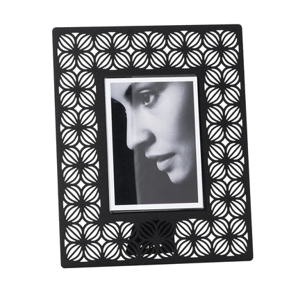 Arti & Mestieri Portafoto Ikat Grande in ferro, disegni traforati, disponibile in Oro laccato, Sabbia, Nero e Bianco marmo