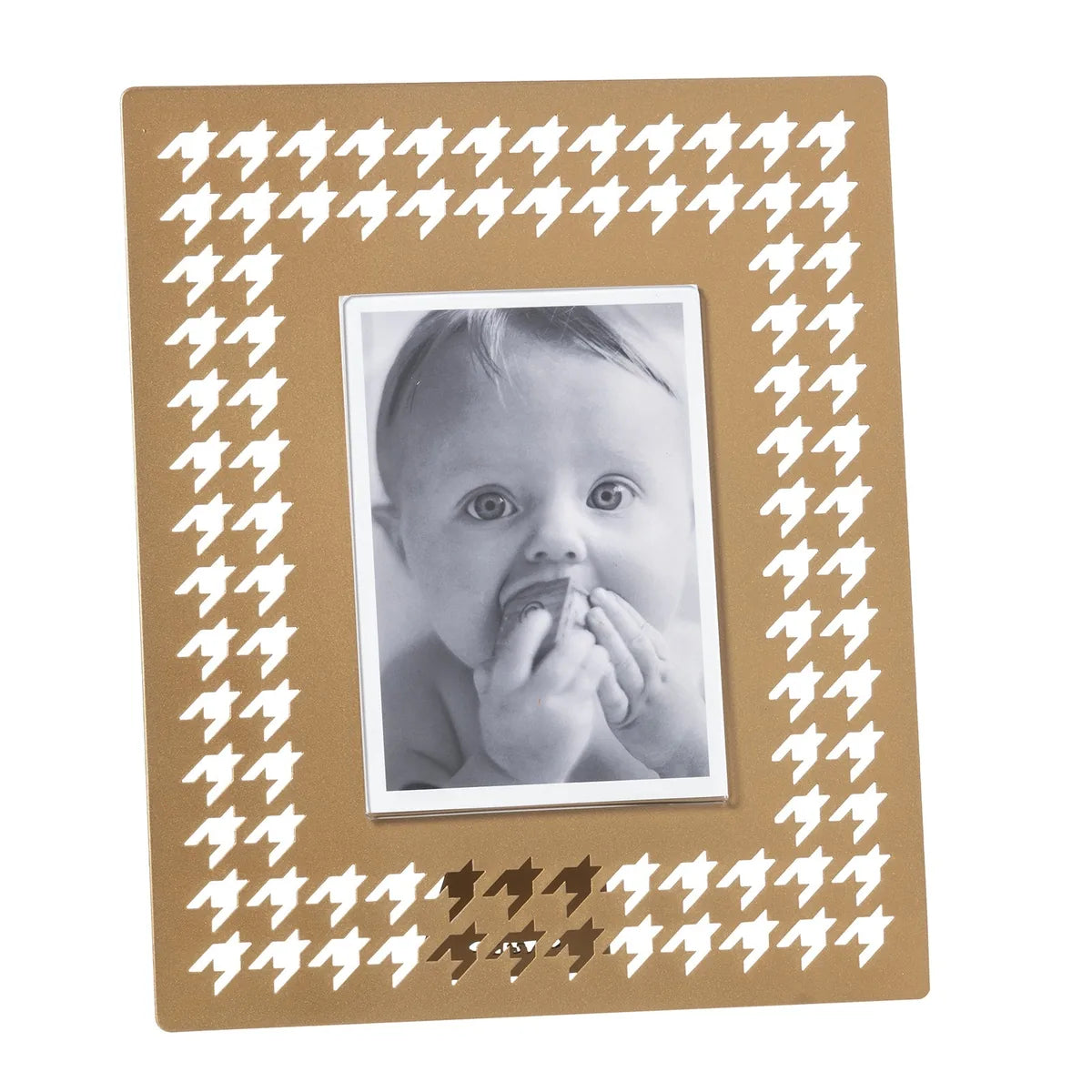 Arti & Mestieri Portafoto Pied De Poule Grande ferro traforato - disponibile in Nero, Oro, Sabbia, Bianco marmo