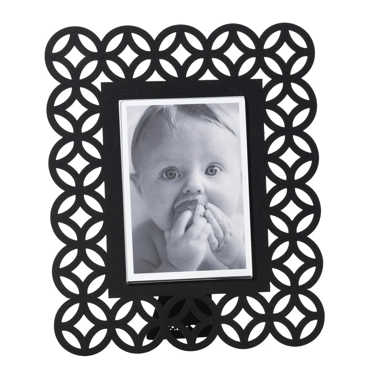 Arti & Mestieri portafoto design Zen Grande in ferro nero, bianco marmo, oro laccato e sabbia