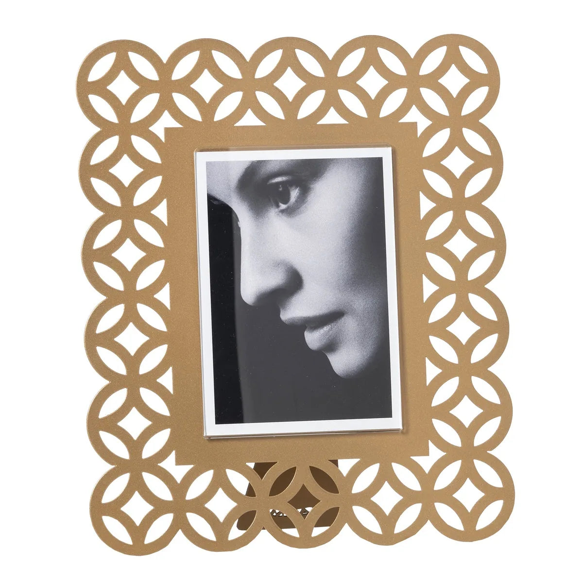 Arti & Mestieri portafoto design Zen Grande in ferro nero, bianco marmo, oro laccato e sabbia