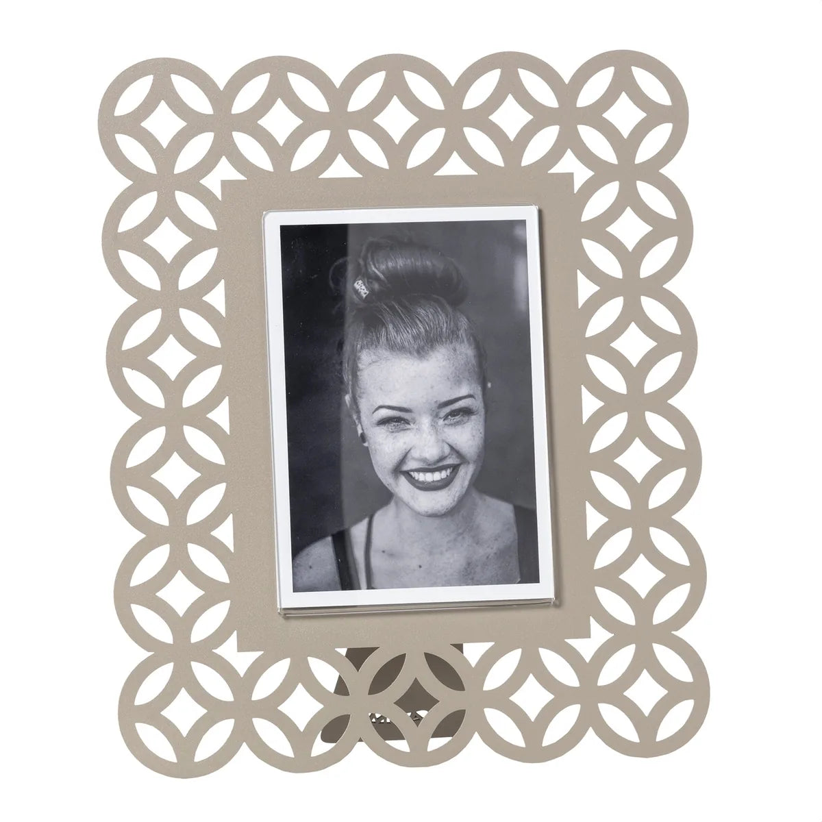 Arti & Mestieri portafoto design Zen Grande in ferro nero, bianco marmo, oro laccato e sabbia
