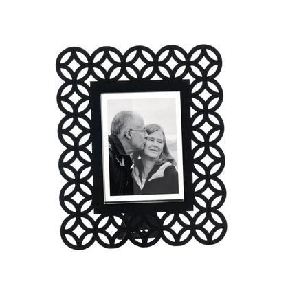 Arti & Mestieri Portafoto Zen Piccolo ferro nero con cornice traforata geometrica