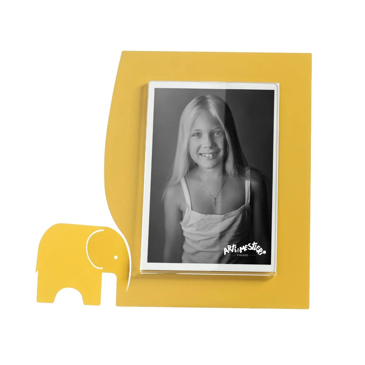 Arti & Mestieri Portafoto Elefantino Piccolo con sagoma elefante, cornice minimalista 23,5x21,5 cm