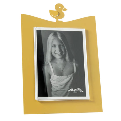 Arti & Mestieri Portafoto Paperella Grande cornice legno bianca con paperella giocosa