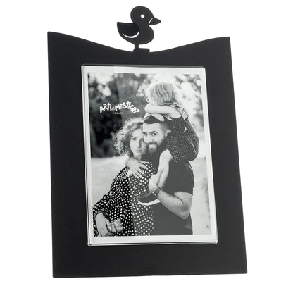 Arti & Mestieri Portafoto Paperella Grande cornice legno bianca con paperella giocosa