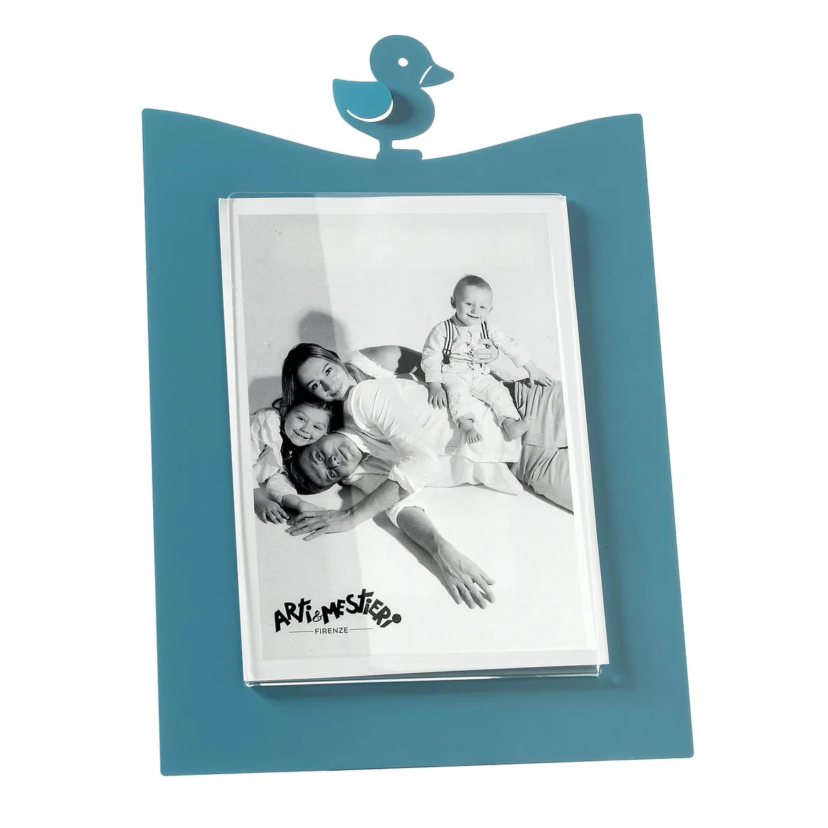 Arti & Mestieri Portafoto Paperella Grande cornice legno bianca con paperella giocosa