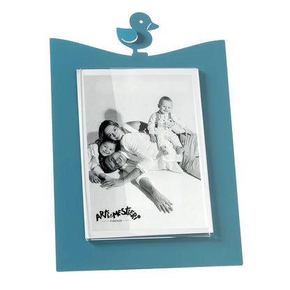 Arti & Mestieri Portafoto Paperella Grande cornice legno bianca con paperella giocosa