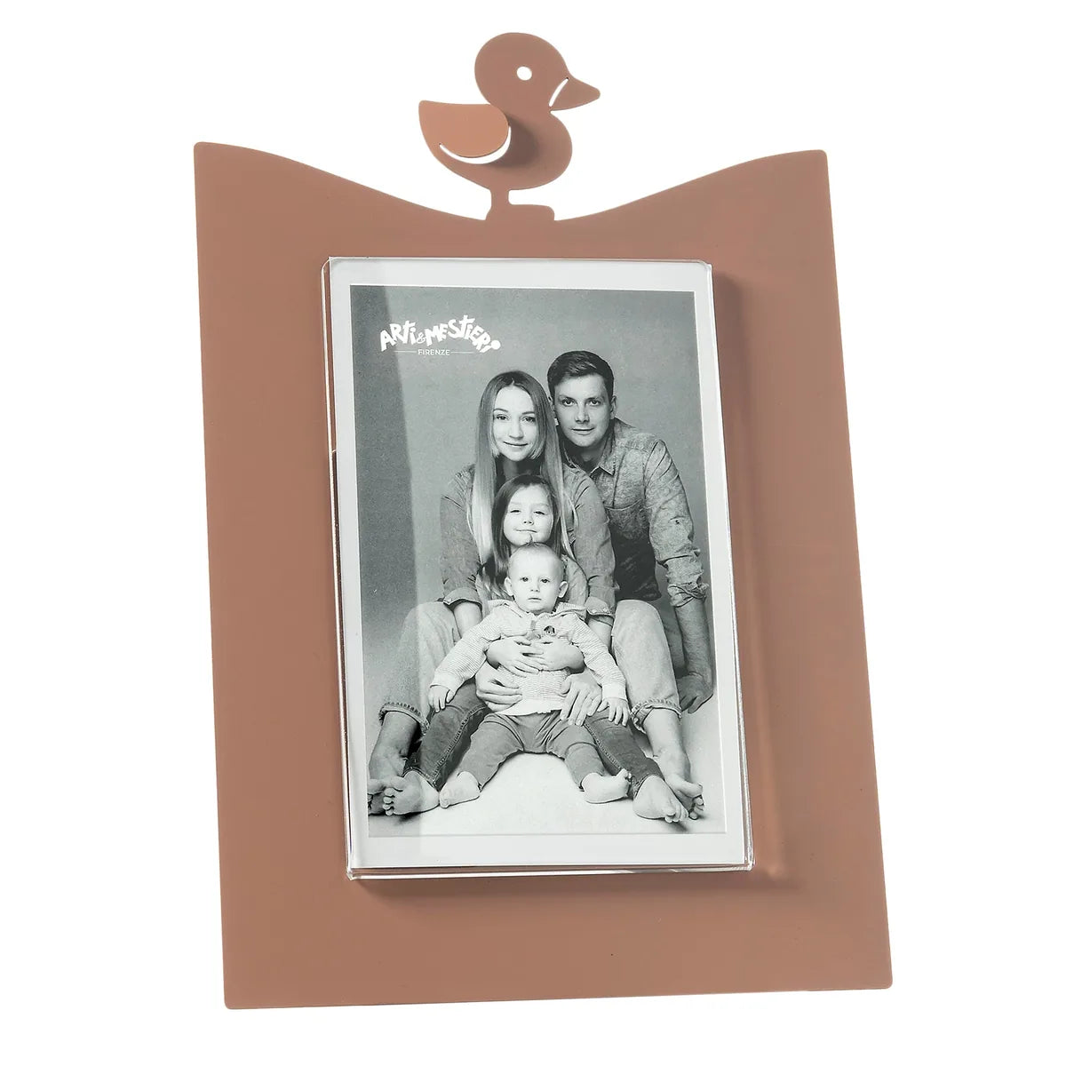 Arti & Mestieri Portafoto Paperella Grande cornice legno bianca con paperella giocosa