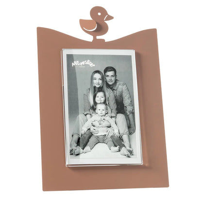 Arti & Mestieri Portafoto Paperella Grande cornice legno bianca con paperella giocosa