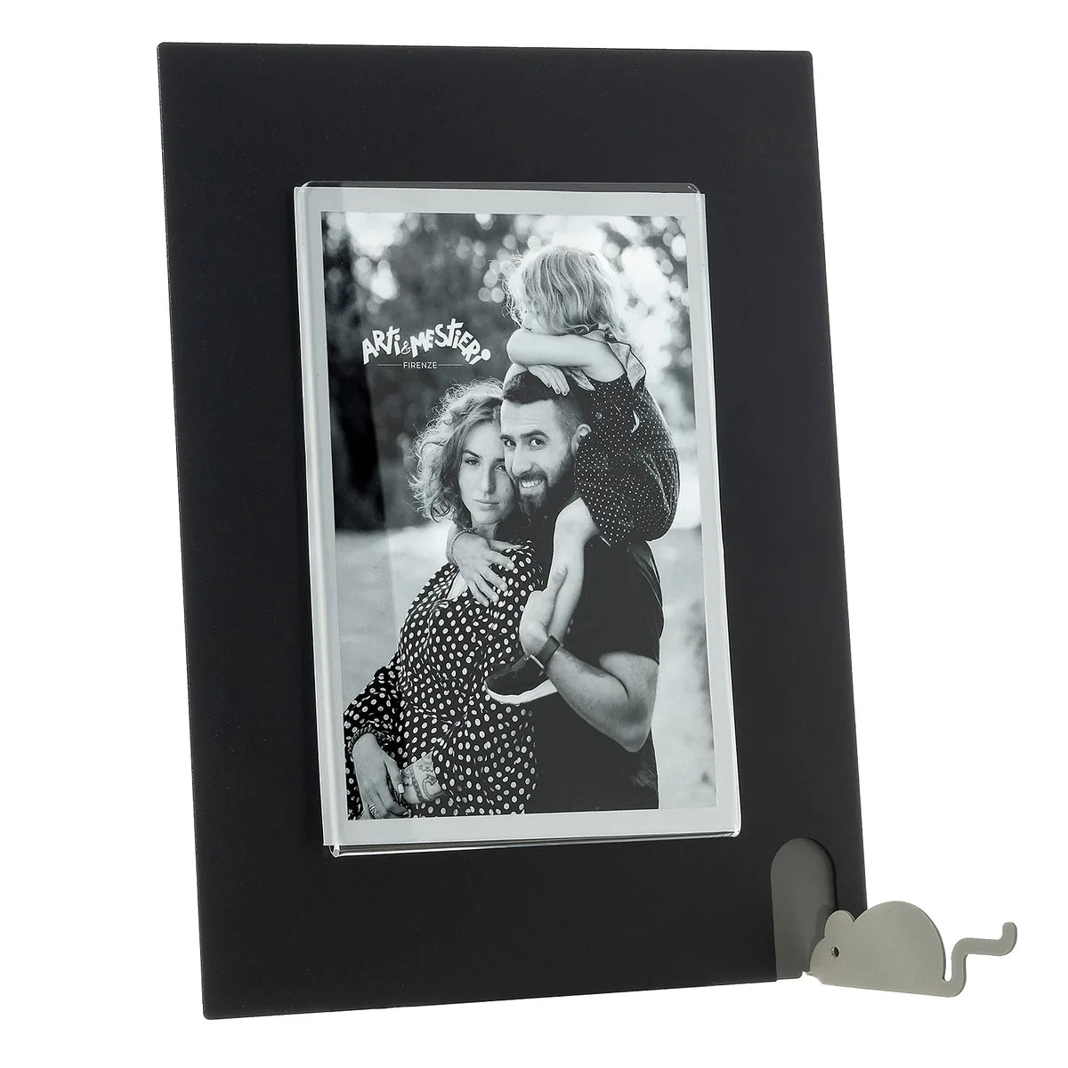 Arti & Mestieri Portafoto Topino Grande con sagoma di topolino, cornice minimalista in legno