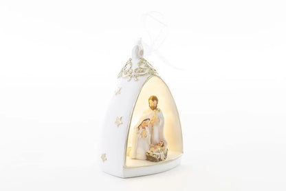 PuntoCasaStore Capanna Led Bianca natività resina 6x10 cm con illuminazione