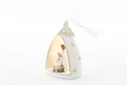 PuntoCasaStore Capanna Led Bianca natività resina 6x10 cm con illuminazione