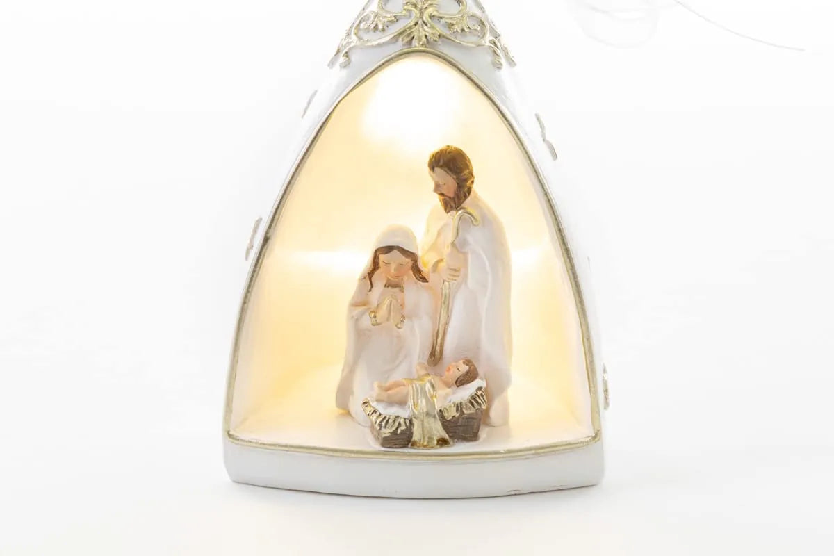 PuntoCasaStore Capanna Led Bianca natività resina 6x10 cm con illuminazione