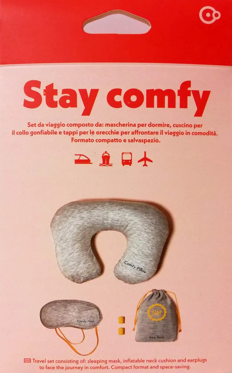 Pusher Stay Comfy Set Da Viaggio in cotone con mascherina, cuscino e tappi - Stilmobili