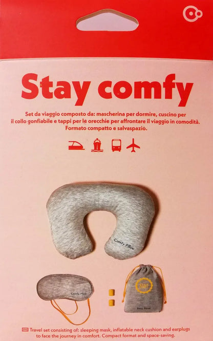 Pusher Stay Comfy Set Da Viaggio in cotone con mascherina, cuscino e tappi - Stilmobili