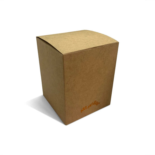 Arti & Mestieri dieci scatole bomboniera cartone naturale marrone con logo oro 12x12x15 cm
