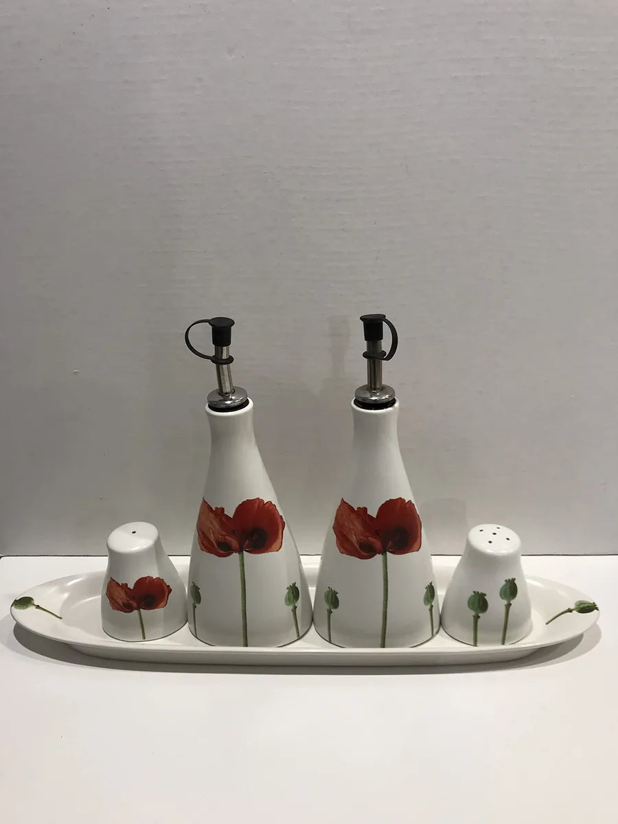Scherzer Menage Pavots d'Orient, servizio da tavola in ceramica con decoro orientale