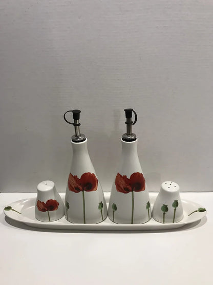Scherzer Menage Pavots d'Orient, servizio da tavola in ceramica con decoro orientale