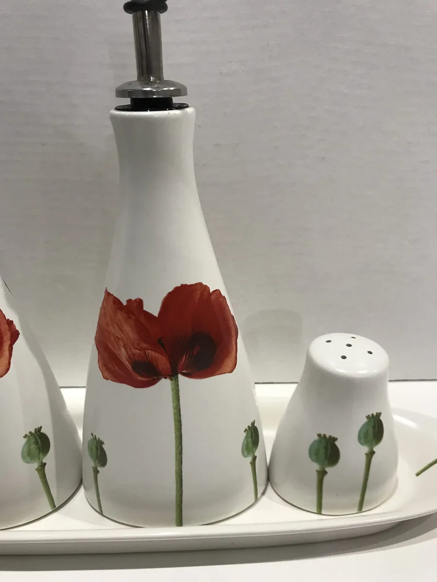 Scherzer Menage Pavots d'Orient, servizio da tavola in ceramica con decoro orientale