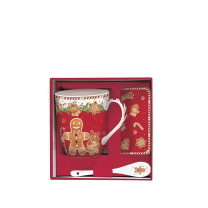 Easy Life set tazza natale 350ml porcellana con sottobicchiere e cucchiaino