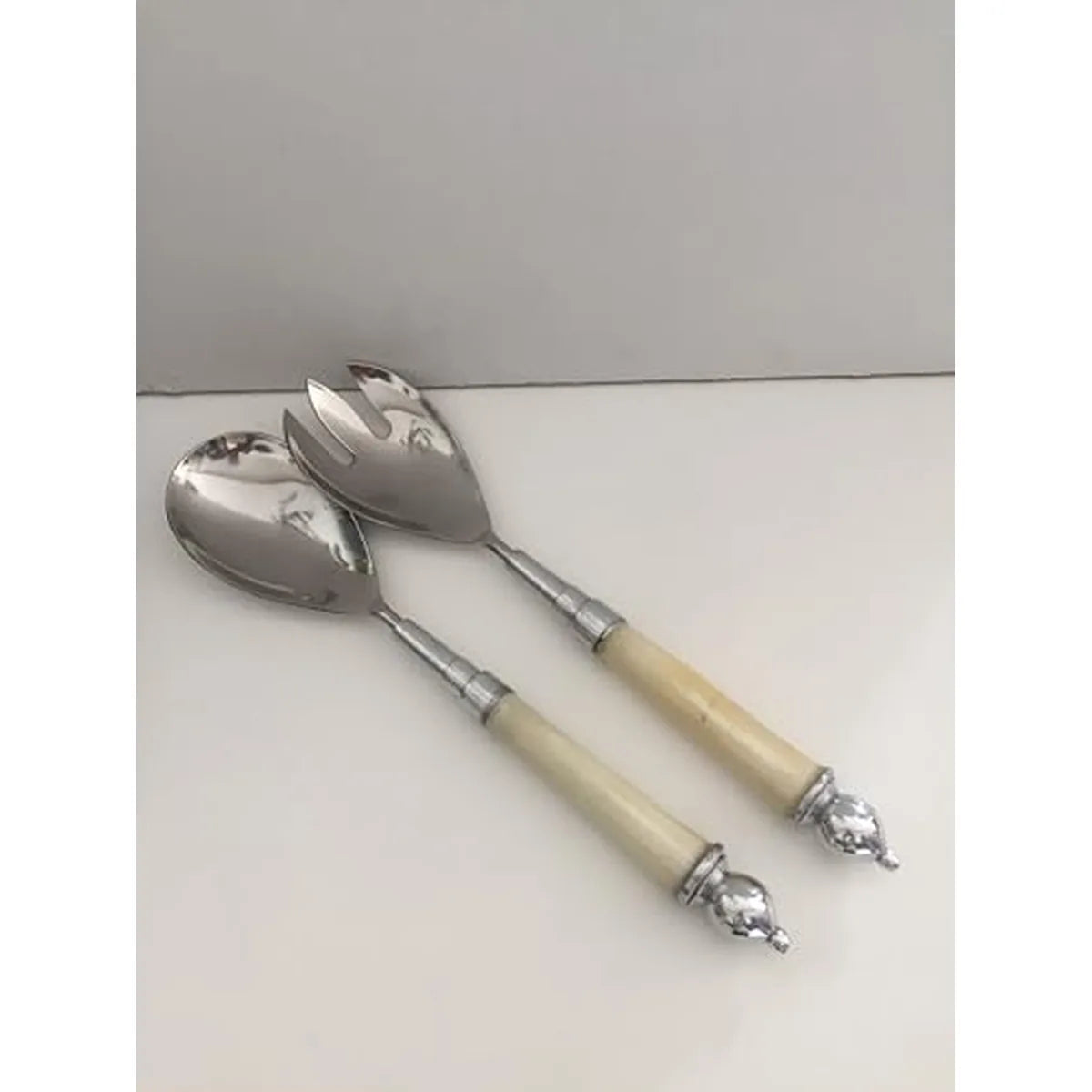 Il mio negozio - Posate per Insalata in Acciaio e Madreperla 32cm Crema