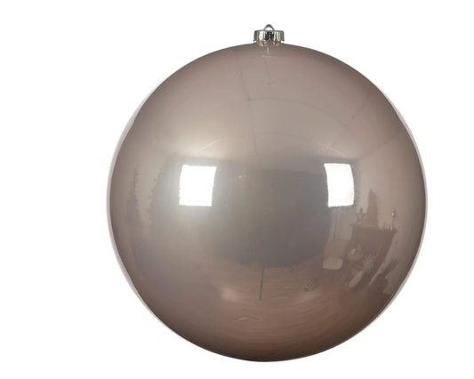 Kaemingk Sfera 25cm Cipria - Palla natalizia rosa lucida infrangibile