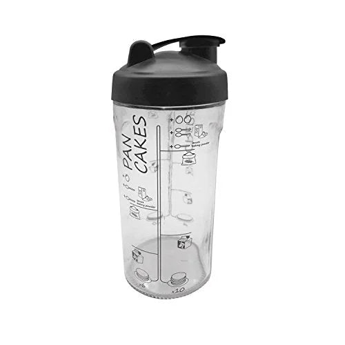 Cookut Shaker Bicchiere in plastica trasparente con ricetta stampata per crepes e pancakes