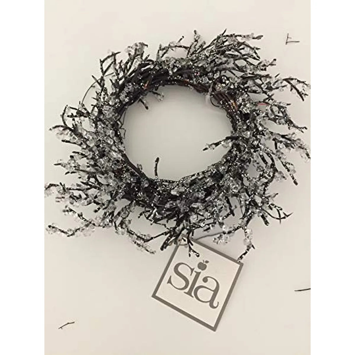SIA Ghirlanda Glitterata 18cm con glitter rosso e oro, decorazione natalizia scintillante