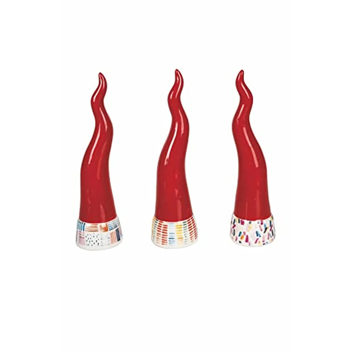 Villa d'Este Home Tivoli Set 3 Corni Portafortuna in ceramica 18cm assortito finitura lucida