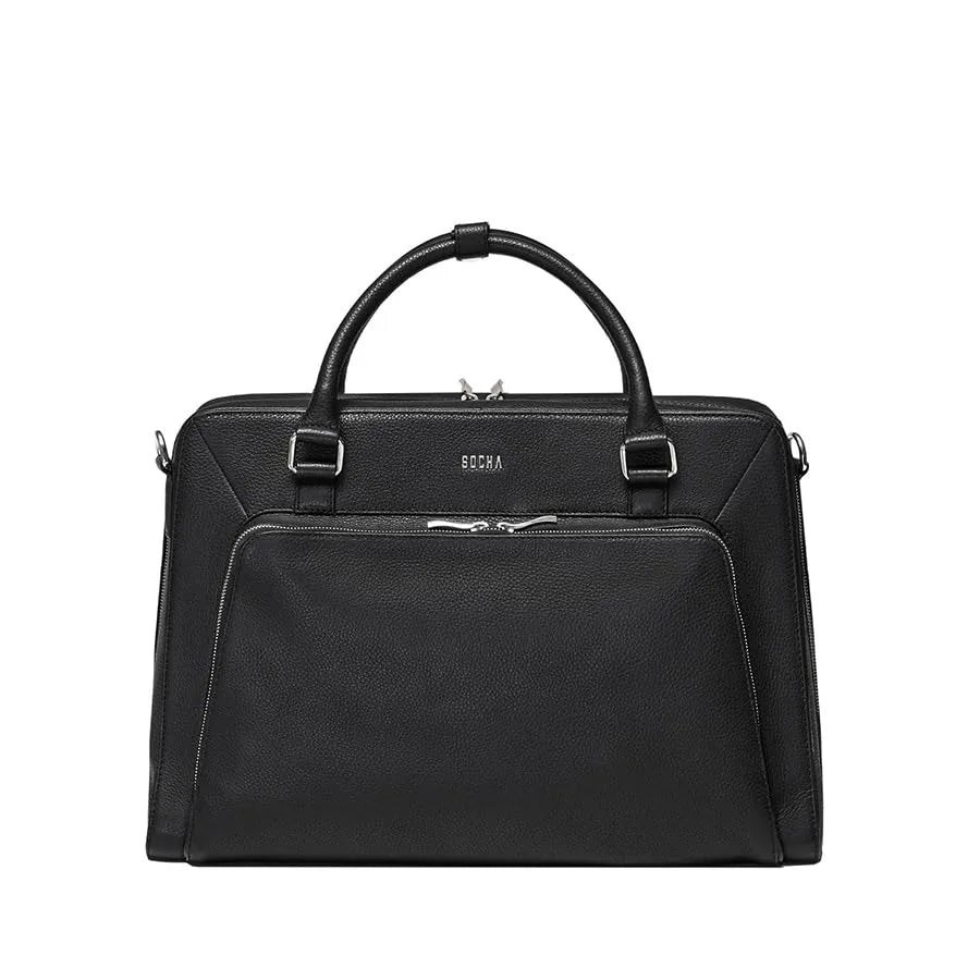 SOCHA Leren Laptoptas 15.6 inch Diamond Unisex Nero - borsa laptop in pelle con tracolla regolabile