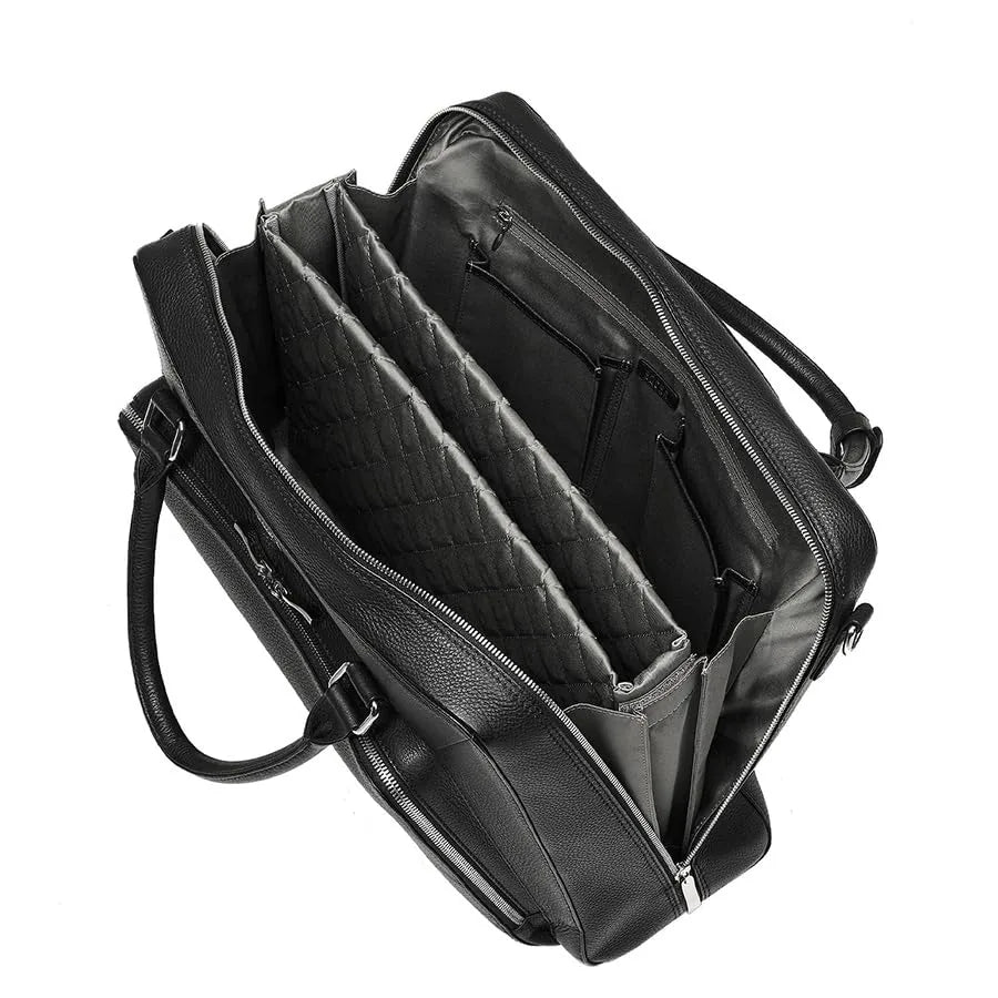 SOCHA Leren Laptoptas 15.6 inch Diamond Unisex Nero - borsa laptop in pelle con tracolla regolabile