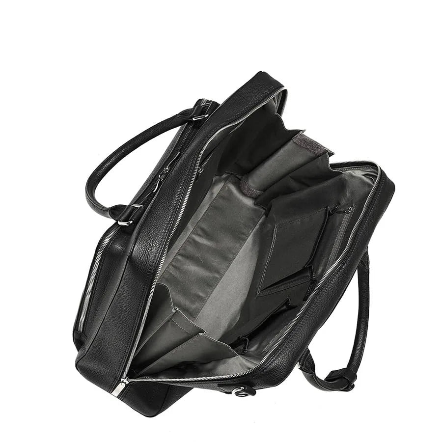 SOCHA Leren Laptoptas 15.6 inch Diamond Unisex Nero - borsa laptop in pelle con tracolla regolabile