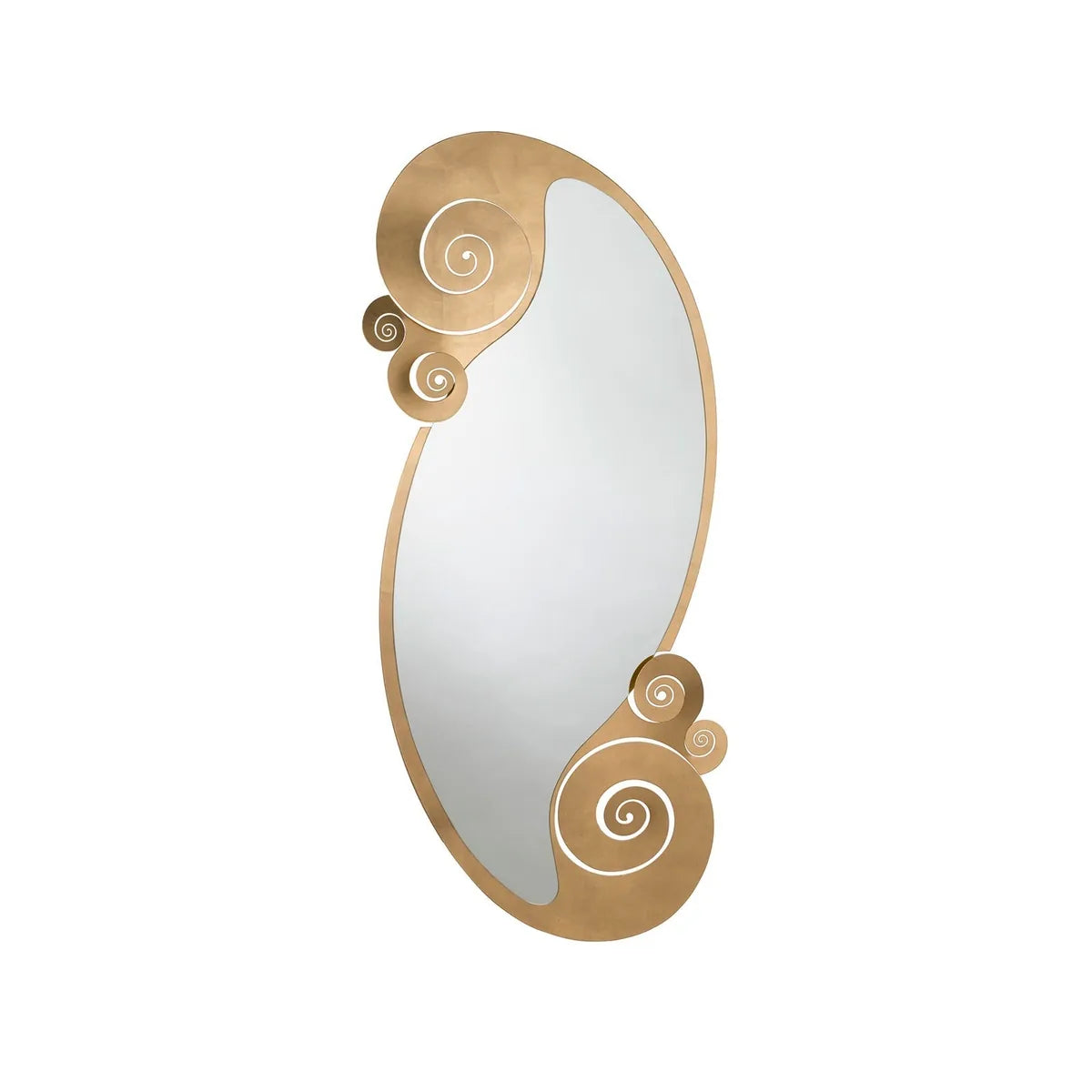 Arti & Mestieri specchio da parete Circeo piccolo legno foglia oro e argento
