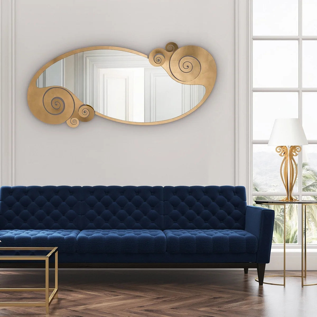 Arti & Mestieri Specchio Decorativo Circeo Grande foglia oro 170 cm