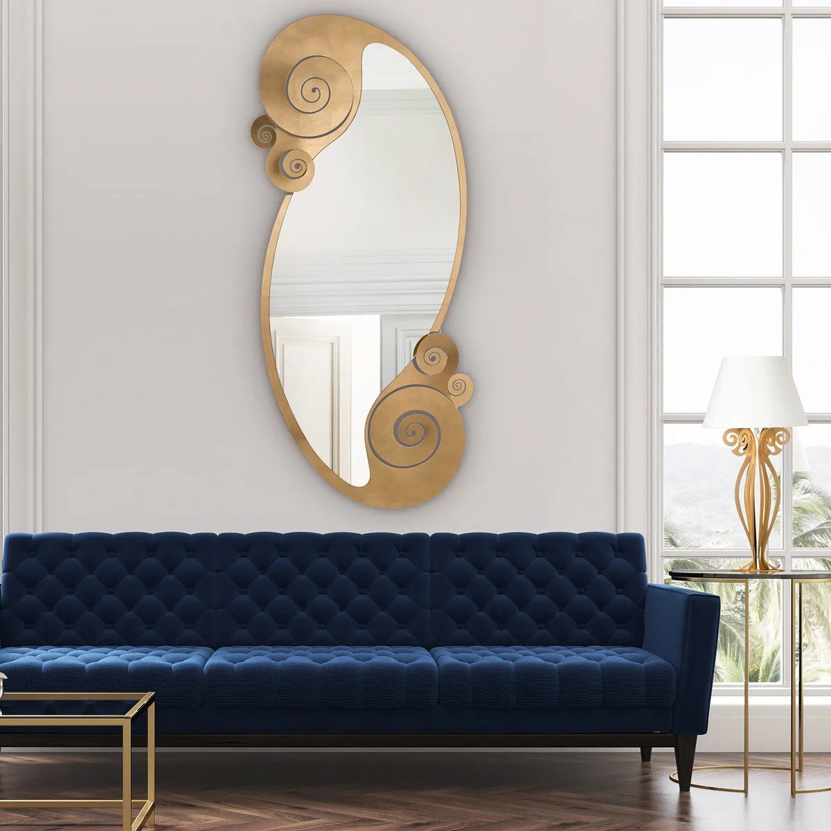 Arti & Mestieri Specchio Decorativo Circeo Grande foglia oro 170 cm