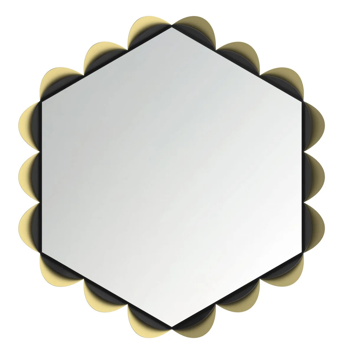 Arti & Mestieri Specchio Decorativo Merletto ferro esagonale smerlato Oro laccato Giada 63x60
