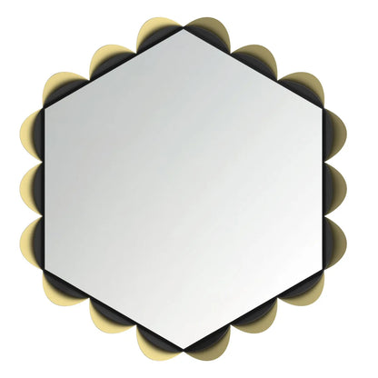 Arti & Mestieri Specchio Decorativo Merletto ferro esagonale smerlato Oro laccato Giada 63x60