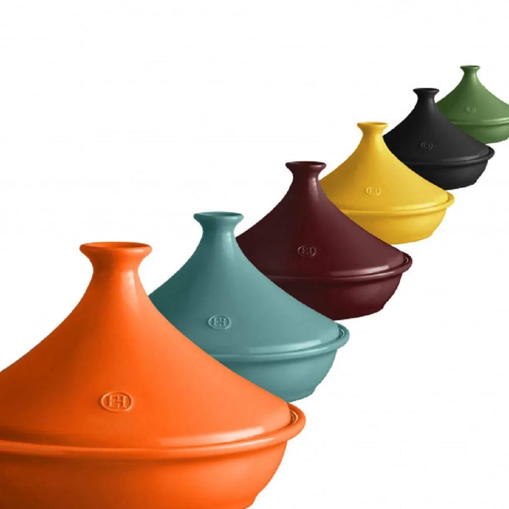 Tajine Emile Henry ceramica verde 32x32cm H.23cm 3,50lt con coperchio conico - Stilmobili