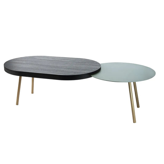Arti & Mestieri Tavolino Packtop Grande ferro MDF wengè nero oro - Tavolino da soggiorno moderno