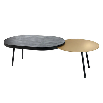 Arti & Mestieri Tavolino Packtop Grande ferro MDF wengè nero oro - Tavolino da soggiorno moderno