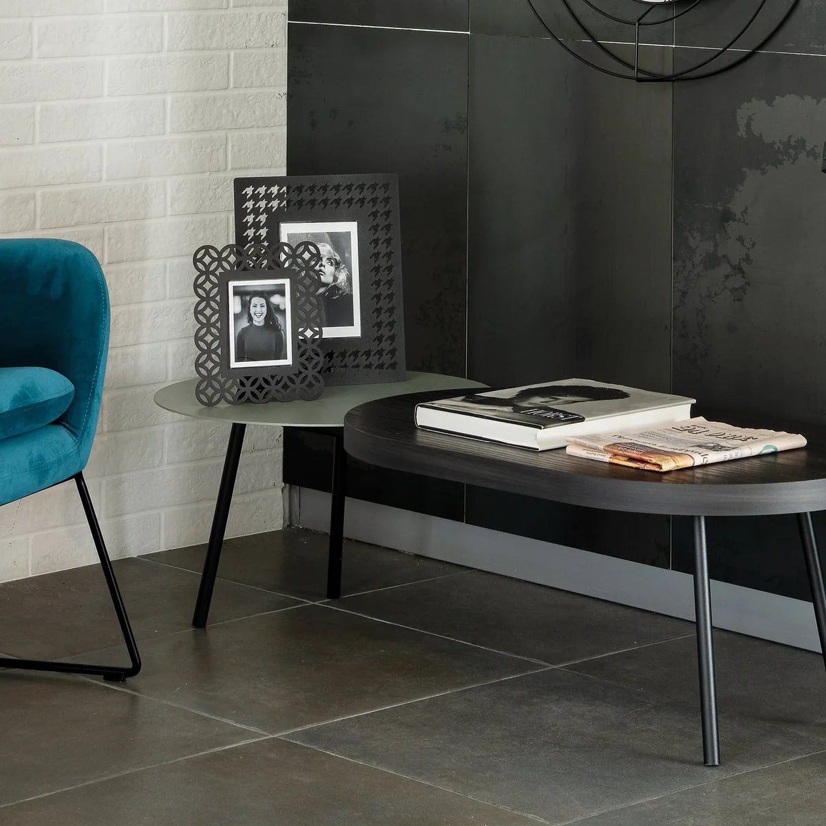 Arti & Mestieri Tavolino Packtop Grande ferro MDF wengè nero oro - Tavolino da soggiorno moderno