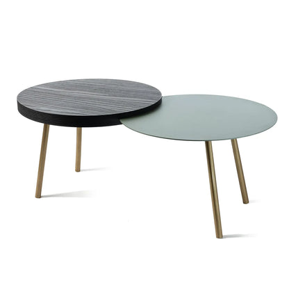 Arti & Mestieri Tavolino Da Soggiorno Packtop Piccolo ferro MDF wengè nero oro laccato sabbia giada