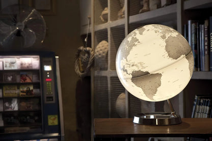 Tecnodidattica Mappamondo Light&Colour con sfera illuminata LED, base nylon, design danese