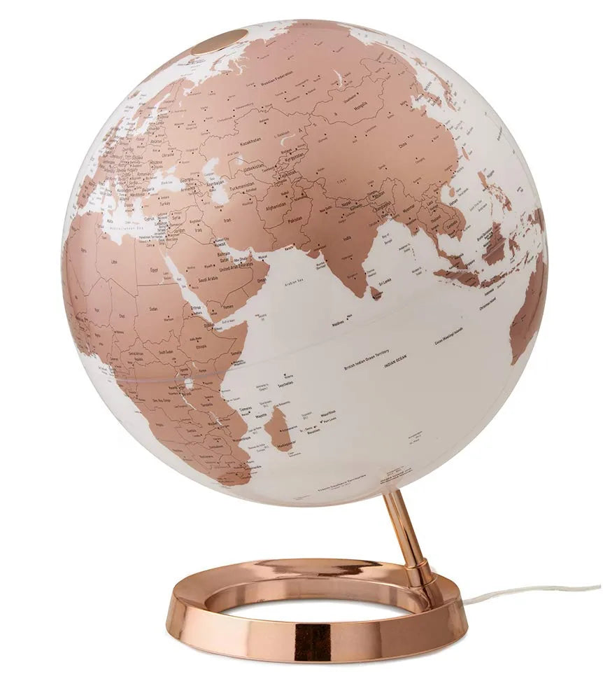 Tecnodidattica Mappamondo Light&Colour con sfera illuminata LED, base nylon, design danese